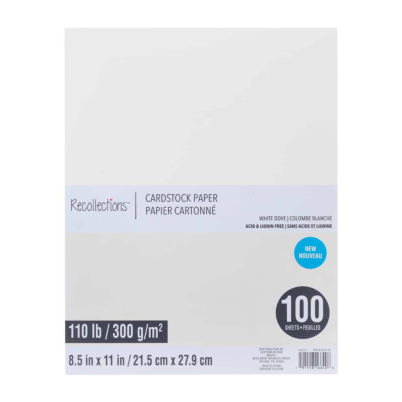 White Dove 8.5 x 11 Cardstock Paper by Recollections™, 100 Sheets